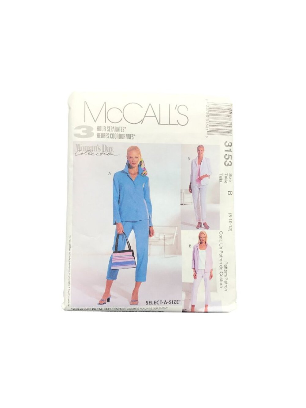 Vintage Sewing PATTERN McCalls 3153, Misses 2001 Petite Shirt Jacket Top and Pan